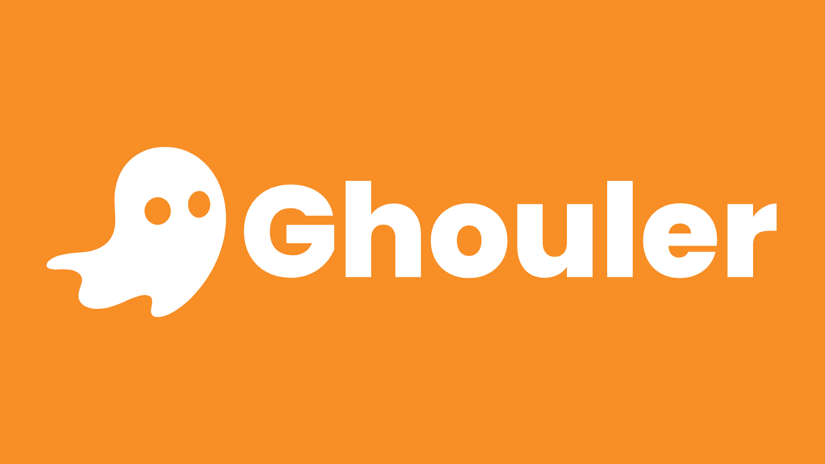 Ghouler logo: a white cartoon ghost beside the word Ghouler on an orange background