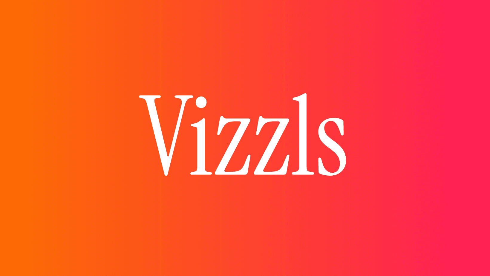 Vizzls logo: the word Vizzls in a white serif on an orange-to-pink background